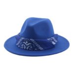 Paisley Ribbon Wide Brim Woolen Top Hat Felt Cowboy Hat - Image 9