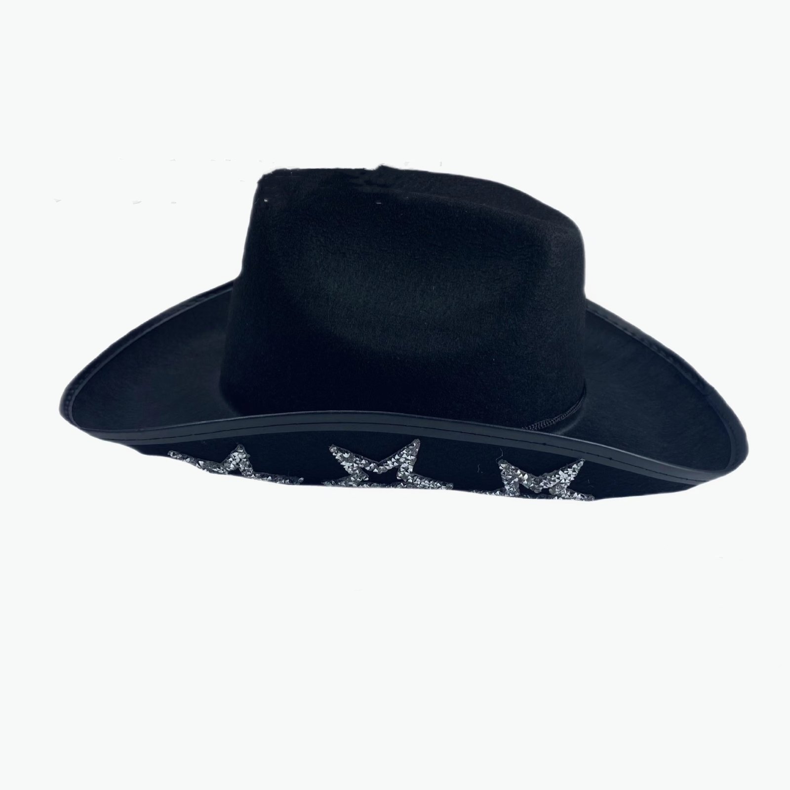 08d0b54a-0956-463d-9fed-36f5ab1ae761.jpg Western Cowboy Hat Rhinestone Five-pointed Star Fedora Hat - Image 1