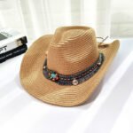 Western Cowboy Straw Hat Women's Big Eaves Outdoor - Image 3
