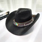 Western Cowboy Straw Hat Women's Big Eaves Outdoor - Image 7