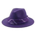 Paisley Ribbon Wide Brim Woolen Top Hat Felt Cowboy Hat - Image 10