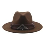 Paisley Ribbon Wide Brim Woolen Top Hat Felt Cowboy Hat