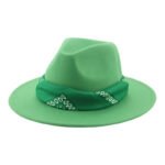 Paisley Ribbon Wide Brim Woolen Top Hat Felt Cowboy Hat - Image 8