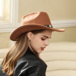 Retro Woolen Western Cowboy Hat Fashion Big Brim Top Hat - Image 4