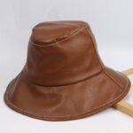PU Big Brim Fisherman Hat Soft Leather Cowboy Hat - Image 4