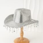 Western Cowboy Hat Sequined Tassel XINGX Design Floppy Hat