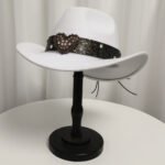 Women's Western Cowboy Hat Love Decorative Chain Top Hat - Image 5
