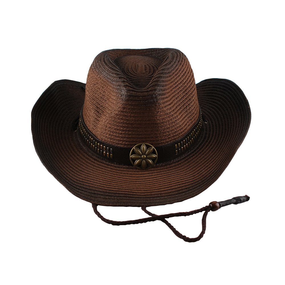 8cce5c5f-294e-4cc4-bbcf-f63555461542.jpg Western Cowboy Hat New Style Curled Jazz Top Hat Ladies - Image 1