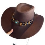 Turquoise Decorative Western Cowboy Hat Female Sun Hat With Wide Brim - Image 5