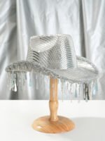 Western Cowboy Hat Sequined Tassel XINGX Design Floppy Hat - Image 4