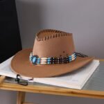 Western Cowboy Hat Men's And Women's Gem Chain Fedora Hat - Image 8