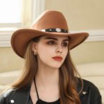 Retro Woolen Western Cowboy Hat Fashion Big Brim Top Hat - Image 3
