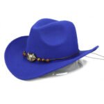Western Cowboy Hat Wooden Bead Bull Head Fedora Hat - Image 3