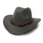 Fashion Metal Leaf Belt Cowboy Hat - Image 8