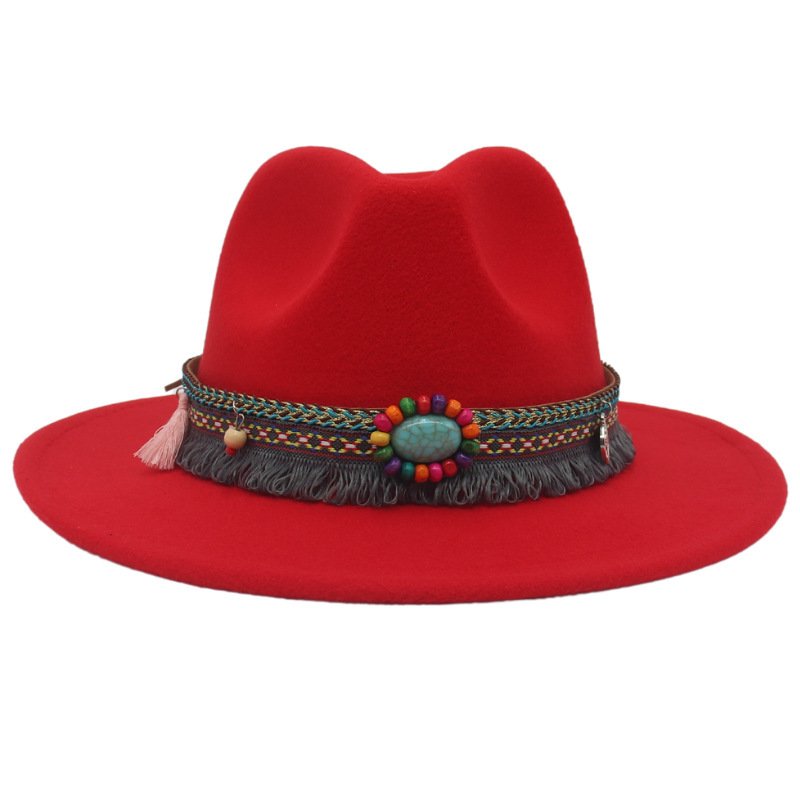 a357e10e-9dee-4a0d-ad36-9ca09e40d10b.jpg Ethnic Style Western Cowboy Hat Gem Accessories Tibetan Top Hat - Image 1