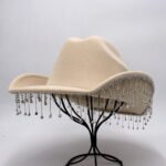 Warped Top Hat With Diamond Tassel Western Cowboy Hat - Image 3