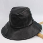 PU Big Brim Fisherman Hat Soft Leather Cowboy Hat - Image 3