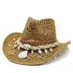 Shell Straw Cowboy Hat Woven Sunshade - Image 4