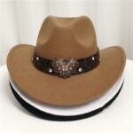 Women's Western Cowboy Hat Love Decorative Chain Top Hat - Image 3