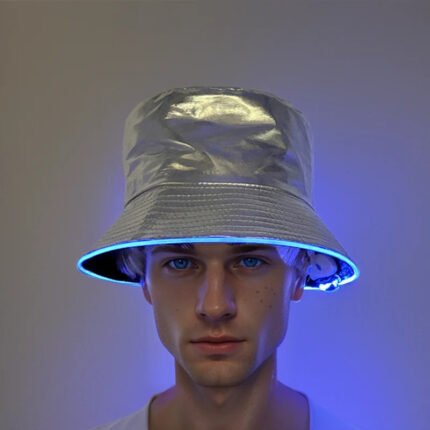 Disco glowing LED bucket hat for festival and party wear