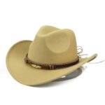 Fashion Metal Leaf Belt Cowboy Hat - Image 7