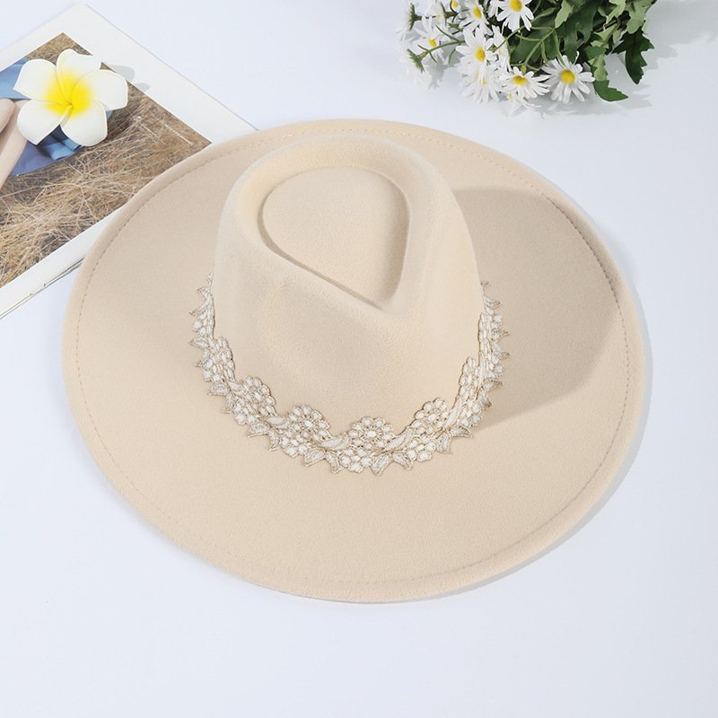 c7c9f892-d633-4e8c-bd87-d69a7dee04d6.jpg Broad-brimmed Hat Women's Fashion Lace Cowboy Hat - Image 1