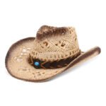 Hollow Out Western Cowboy Hat Straw Breathable - Image 2