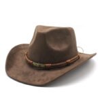 Suede Curling Western Cowboy Hat Ethnic Style Top Hat