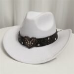 Women's Western Cowboy Hat Love Decorative Chain Top Hat - Image 2