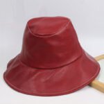 PU Big Brim Fisherman Hat Soft Leather Cowboy Hat - Image 2
