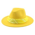 Paisley Ribbon Wide Brim Woolen Top Hat Felt Cowboy Hat - Image 7