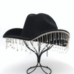 Warped Top Hat With Diamond Tassel Western Cowboy Hat - Image 2