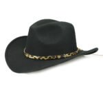 Leopard Print Five-pointed Star Belt Cowboy Hat Men's And Women's Autumn And Winter Woolen Fedora Hat Outdoor Knight Hat Western Cowboy Hat - Image 2