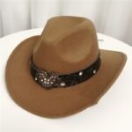 Women's Western Cowboy Hat Love Decorative Chain Top Hat - Image 4