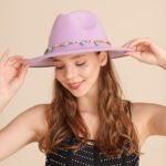 Western Cowboy Hat Woolen Cow Head Purple Women's Fedora Hat - Image 2