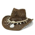 Shell Straw Cowboy Hat Woven Sunshade - Image 5
