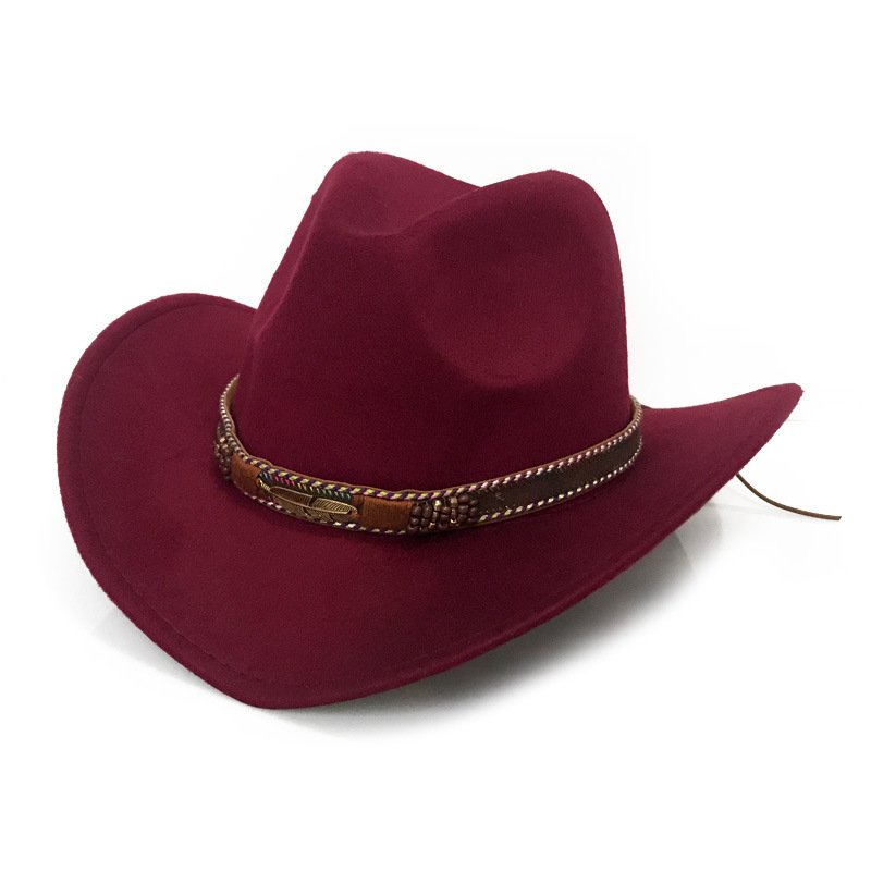 f6a49068-44c2-4e0e-aacc-e42186328fe2.jpg Fashion Metal Leaf Belt Cowboy Hat - Image 1