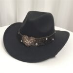 Women's Western Cowboy Hat Love Decorative Chain Top Hat