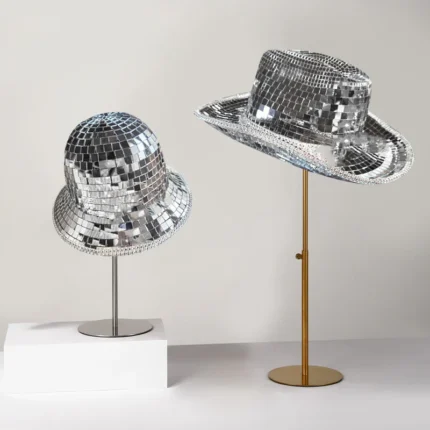 Reflective mirror disco cowboy hat for festivals and parties