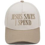 Trucker Hat – JESUS SAVES I SPEND Embroidered Color-Block Cap - Image 2