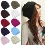 Women’s knitted cotton beanie hat for winter wear