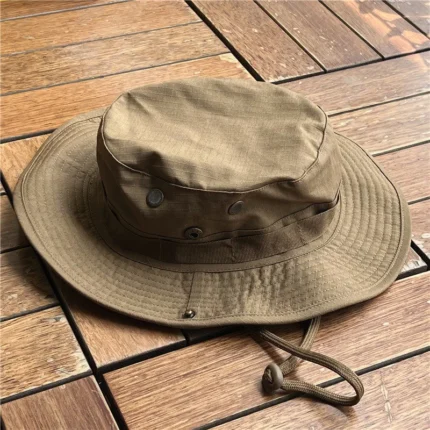 Granite camouflage boonie hat with wide brim for outdoor use