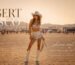 Disco cowboy Coachella outfit with metallic silver boots and rhinestone details in desert festival sunset