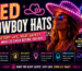 Woman wearing stylish LED cowboy hat at a nighttime music festival